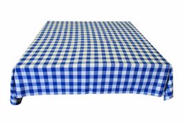 58&quot;x102&quot; - Royal Blue - Tablecloth Poplin Gingham Checked Plaid Picnic P... - $45.98