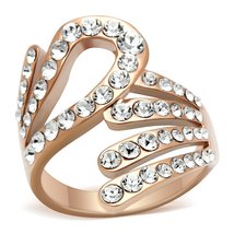 Women IP Rose Gold(Ion Plating) Brass Ring withTop Grade Crystal in Clear  - £10.86 GBP