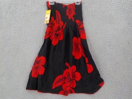 Favant Butterfly Dress Girls SZ 8 Black with Red Hibiscus Elastic Front Bodice - $14.99