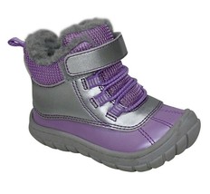 Wonder Nation Girls Infants Faux Fur Lined Duck Boots Size 5 Purple Silver NEW - £11.87 GBP