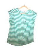 New York &amp; Co Cap Sleeve Striped Blouse Summer Vacation Resort Office Co... - $183.92 MXN