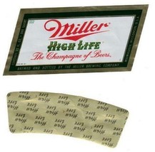 Miller High Life Bottle and Neck Label set Milwaukee  WIS    inv 24 - $7.00