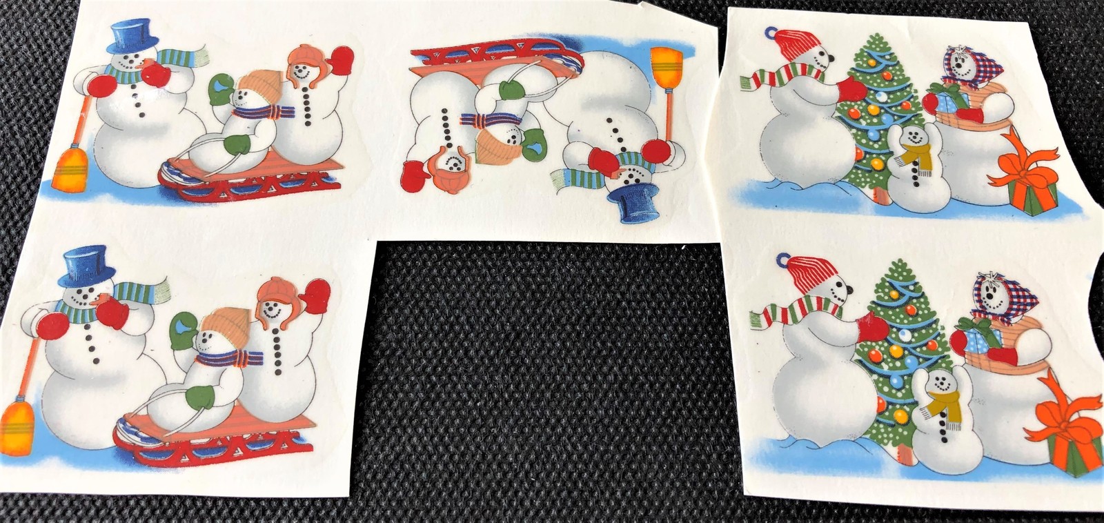 M8 - Ceramic Waterslide Decal - 5 Snowman Family 2.25&quot; - $1.75