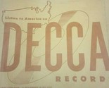 Vtg DECCA RECORDS Printed Paper Bag 78 RPM Shopping Bag - £22.03 GBP