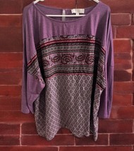 Weekend Suzanne Betro Shirt Top Womens 3X Purple Red Black 3/4 Sleeve NWOT  - £20.28 GBP