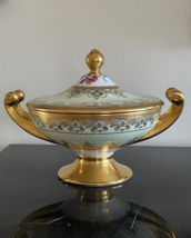 Hutschenreuther Selb Bavaria Porcelain Gold Encrusted Covered Cream Soup Bowl - £311.50 GBP