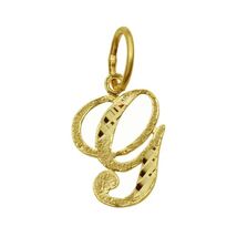 Genuine 14K Yellow Gold 0.78" Fancy Cursive Script Letter Initial 'G' Pe... - $95.00
