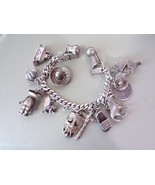 Vintage Mexico Charm Sterling 7&quot; Bracelet 71.7Gr 15 Charms 15-J - €280,87 EUR
