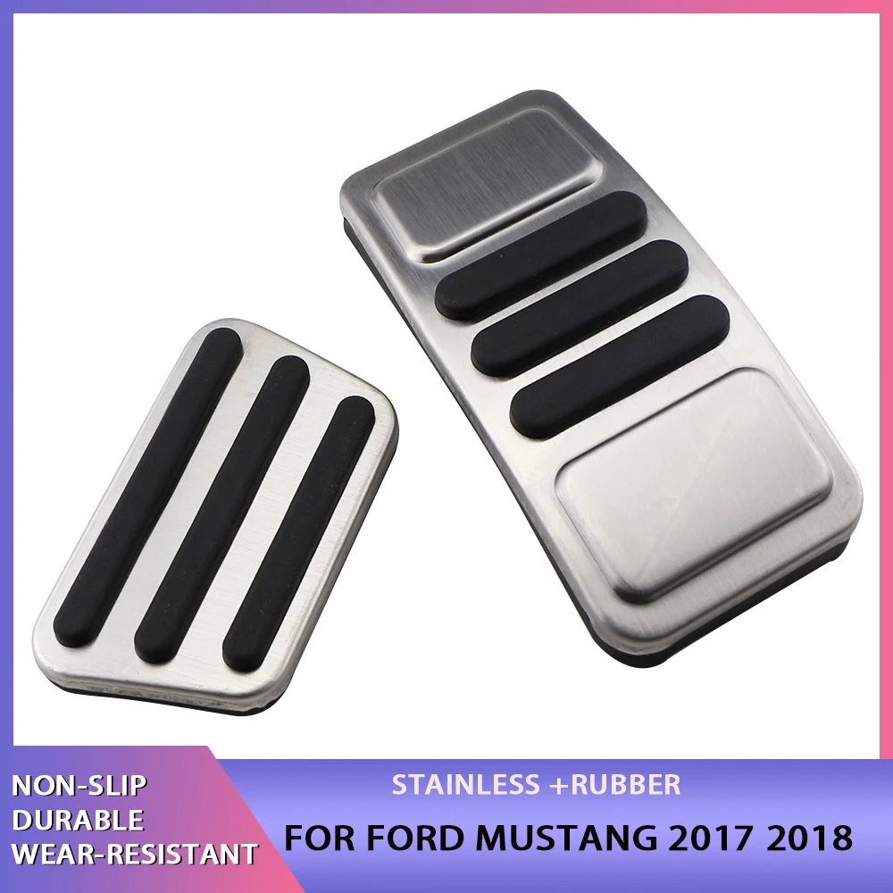 Stainless Steel AT Car Pedals for Ford Mustang 2017 2018 Stainless Steel - $19.49