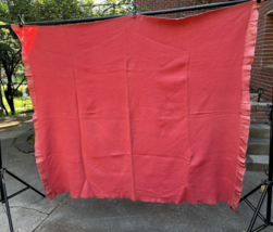 Vtg Wool Blanket Mid-century J C Penney pink satin trim 64x74 Golden Daw... - $29.65
