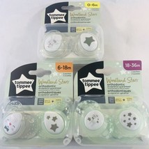 Tommee Tippee Pacifiers 0 6 18 36 Months Stars Glow in the Dark Binky Lot - £12.50 GBP