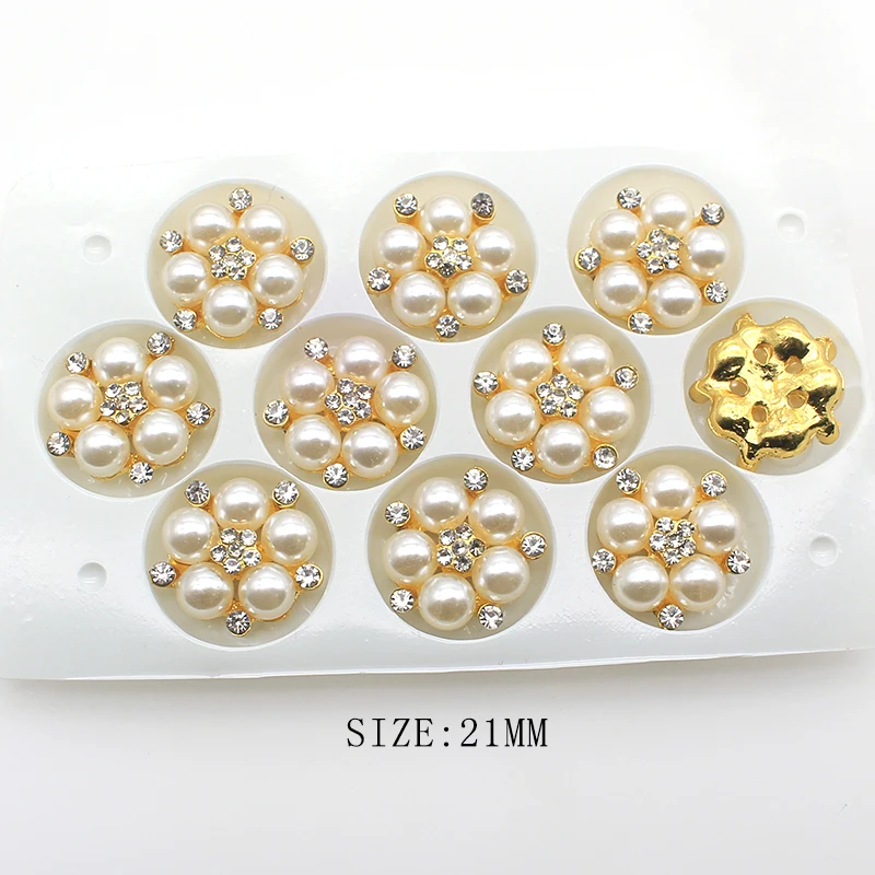 10Pcs/Lot Alloy  Flat Bottom Rhinestone Button Decoration DIY Hand-Stitched Exqu - £95.43 GBP