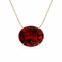 ANGARA Lab-Grown East-West Oval Ruby Pendant Necklace in 14K Gold (12x10mm,6 Ct) - £1,499.75 GBP