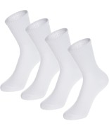 4 Pairs School Boys Girls Kids White Cotton Athletic Crew Socks - £11.35 GBP+