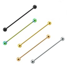 Scaffold Bar Titanium Industrial Barbell Piercing Anodized 60mm 14g -  5 Colours - £17.16 GBP