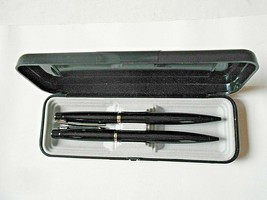 Michael C. Fina Fifth Avenue Black Pen &amp; Pencil Set in case w/black ink - £14.23 GBP