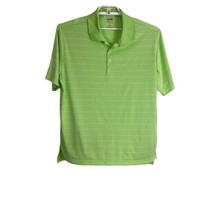 Adidas Mens Shirt Size Large L Polo Green Striped Short Sleeve Golf fish... - $20.21