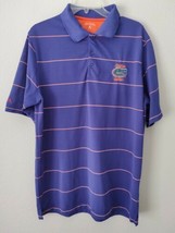 Antigua Mens Florida Gators UF Blue White Striped Polo Shirt Sz L - £15.22 GBP