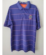Antigua Mens Florida Gators UF Blue White Striped Polo Shirt Sz L - $26.65 CAD