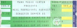 Neil Jeune Concert Ticket Stub Septembre 7 1985 Philadelphia Pennsylvania - £40.15 GBP