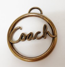 Vintage COACH Brass Metal Ring Keychain Purse Charm Fob Large 2.25&quot; Unisex RARE - £47.36 GBP