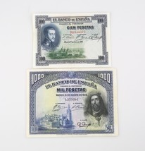 1925-1928 Espagne 100 1000 Pesetas Billets Lot VF Banco De Espana Très F... - $1,757.90 MXN