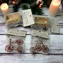 Vintage Silvestri Christmas Ornaments Red Metal Tricycle/Wooden Noel Wag... - £13.42 GBP