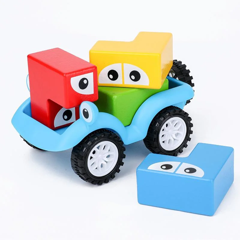 Wooden Variety Car Building Blocks Toys For Kids Montessori Rainbow Assembling - £28.66 GBP