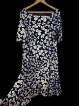 Jones New York Dress Size 16 Travel Knit Slinky Fit &amp; Flare Navy Blue Fl... - $39.29