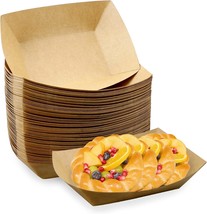 Oomcu 100 Pack 3 Lb Heavy Duty Disposable Kraft Brown Paper Food Trays, - £30.80 GBP