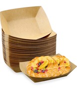 Oomcu 100 Pack 3 Lb Heavy Duty Disposable Kraft Brown Paper Food Trays, - £30.64 GBP