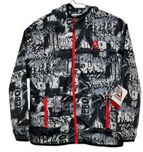 REEBOK Boys Full Zip Hooded Jacket Rain Wind Breaker Pockets S 6/7 Graffiti - £29.14 GBP