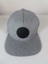 Cutwater Spirits Gray Hat Cap Black Leather Patch Snapback Felt NWOT - $29.65
