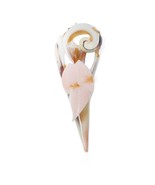 Small Carved Whelk Shell Pin Leaf Spiral Brown Pink Slice Beach Nature S... - $136.05 MXN