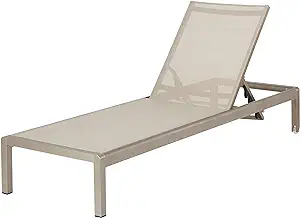 Christopher Knight Home Cape Coral KD Outdoor Mesh Chaise Lounge, Gray - £405.36 GBP