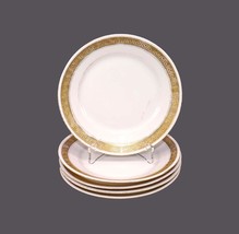 Five antique Royal Bayreuth ROB444 gold-encrusted Greek Key bread plates. - $71.93