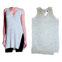 ASTR the Label Marled Sweater Tank XSmall 0 2 Black White Tunic Vents V Neck NWT - £30.93 GBP
