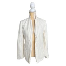 AYR Rumpled Linen Blazer Size 4 Cream White Open Front - £63.30 GBP
