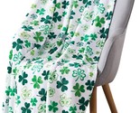 Greens Of Ireland Four Leaf Clover Shamrock Design Soft Throw Blanket Fo... - $37.92