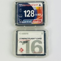 Dane-Elec 128MB compact flash card &amp; Canon 16MB Card FC16M, Lot Of 2 With Cases - £14.46 GBP