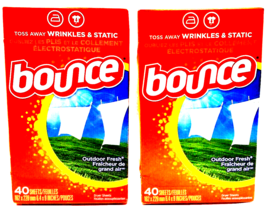 Lot of 2 Bounce OUTDOOR FRESH Scent Fabric Softener 40 Dryer Sheets (2) 80 - £7.87 GBP