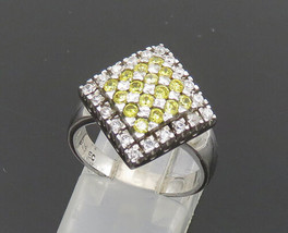 925 Sterling Silver - Vintage Yellow &amp; White Topaz Cocktail Ring Sz 7 - RG19837 - £29.03 GBP