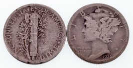 Lot of 2 Mercury Dimes (1924-S and 1926-S) in F - VF Condition, Natural Color - £40.72 GBP