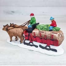 Vintage Dept 56 Heritage Snow Village Ox Sled Porcelain Figure Christmas... - $17.45