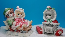 2 vintage figurines kitten Christmas/ Snow/ Winter - £5.84 GBP