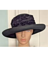 Sophisticated Vintage Wool Black Wide-Brimmed Hat - $34.82 CAD
