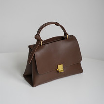 Famous Brand Design Women&#39;s Handbag Chain Handle Vintage 100% Cowhide Leather Fe - £96.96 GBP