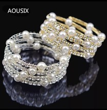 Pulsera de perlas de imitación de cristal elegante para mujer, pulsera d... - £16.50 GBP