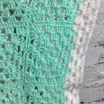 Hand Crocheted Baby Blanket Sea Foam Green Mint Green Handmade Approx 36&quot; x 36&quot; - £19.85 GBP