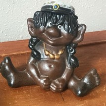 Estate Unique Nittsjo Swedish Pottery of Cute Black Chubby Person w Sail... - £45.28 GBP